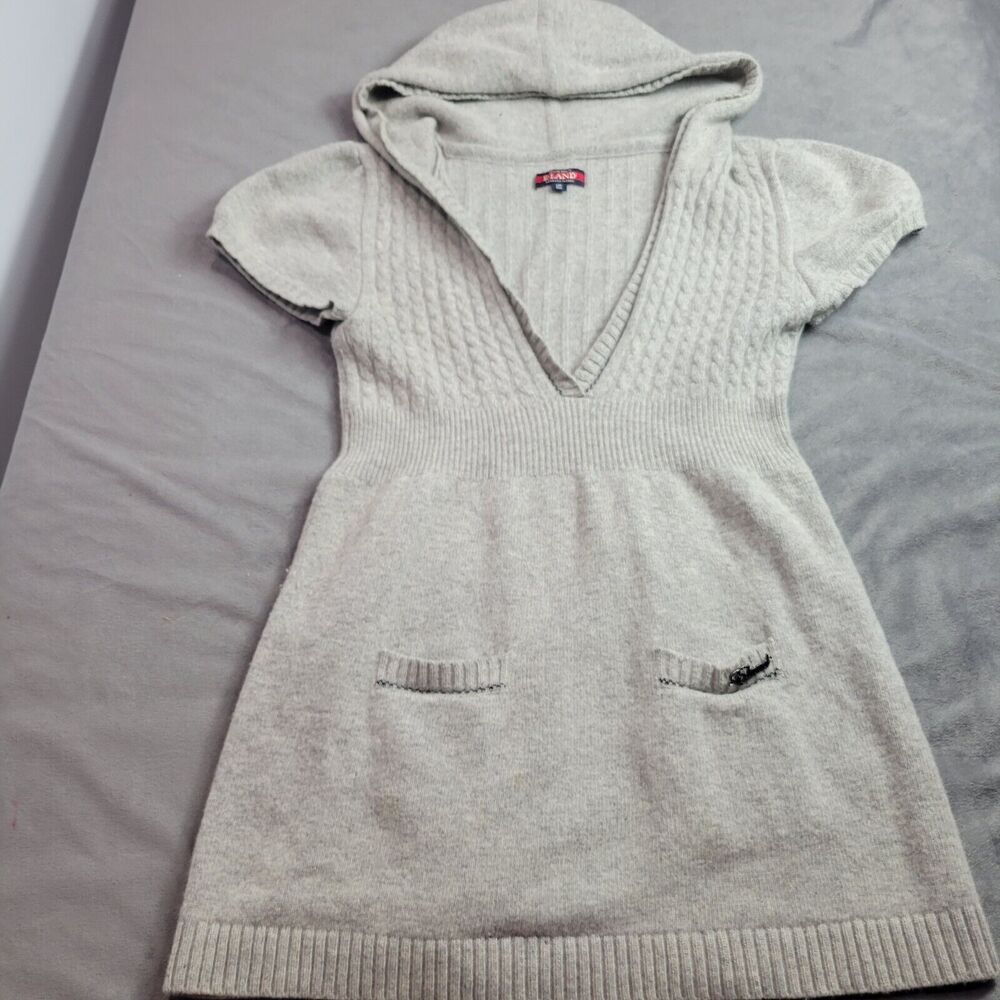 ELand Dress Womens Size Large Grey Odette Wool Patch Pockets Comfort Warm Deep V